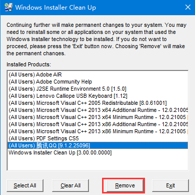 Windows Installer CleanUp Utility