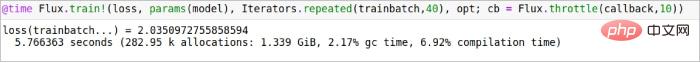 Figure 2: Julia takes 5.76 seconds in a neural network