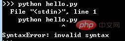 Python出现File “＜stdin＞“, line 1非语法错误如何解决