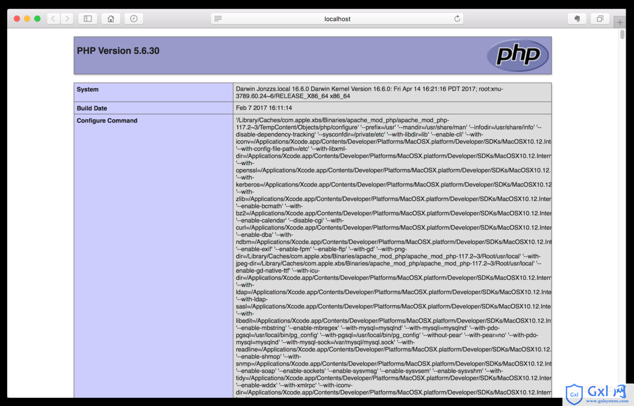 phpinfo