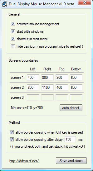 Dual Display Mouse Manager