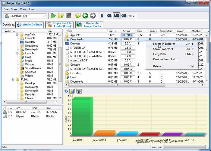 Mindgems Folder Size