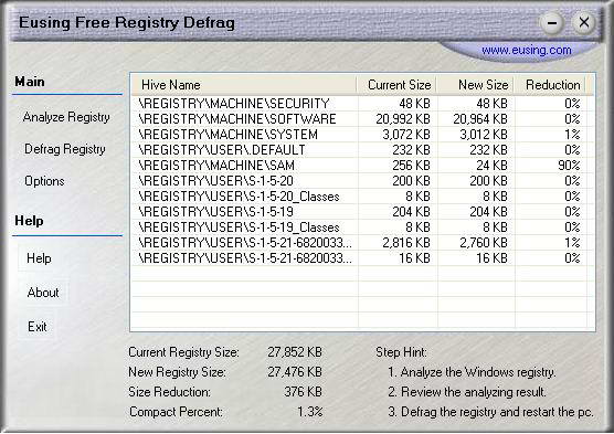 Registry Defragmentation