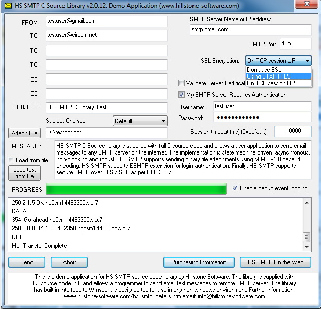 HS SMTP C Source Library