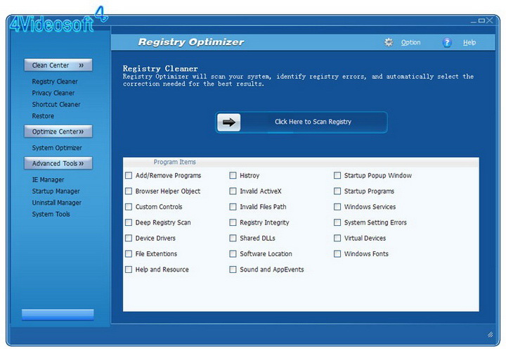 4Videosoft Registry Optimizer