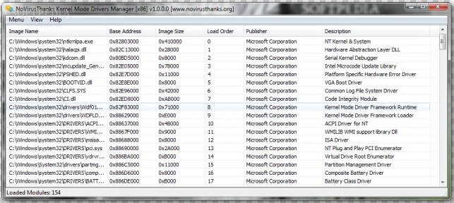 NoVirusThanks Kernel Mode Drivers Manager