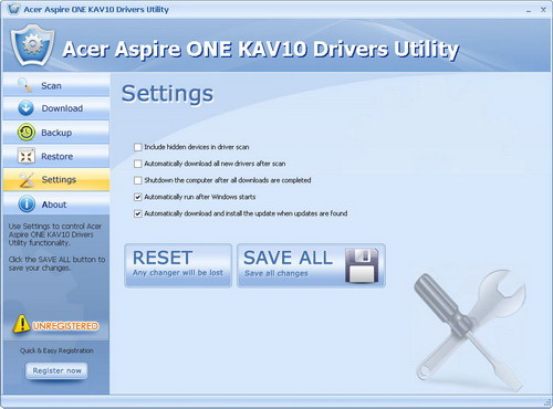 Acer Aspire ONE KAV10 Drivers Utility