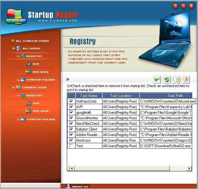 filehog  Startup Repair for Windows