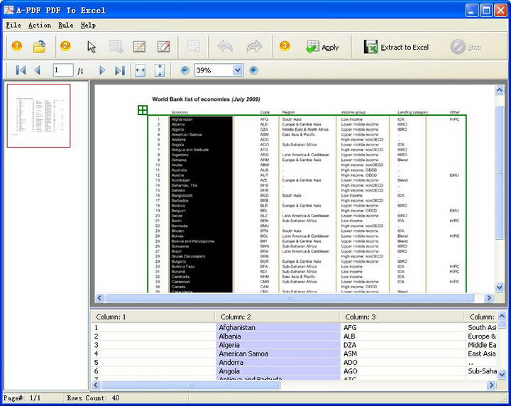 A-PDF to Excel