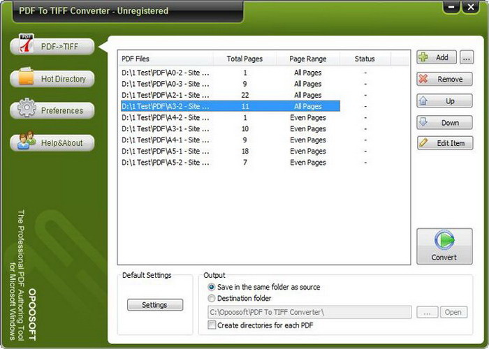 Opoosoft PDF To TIFF Converter