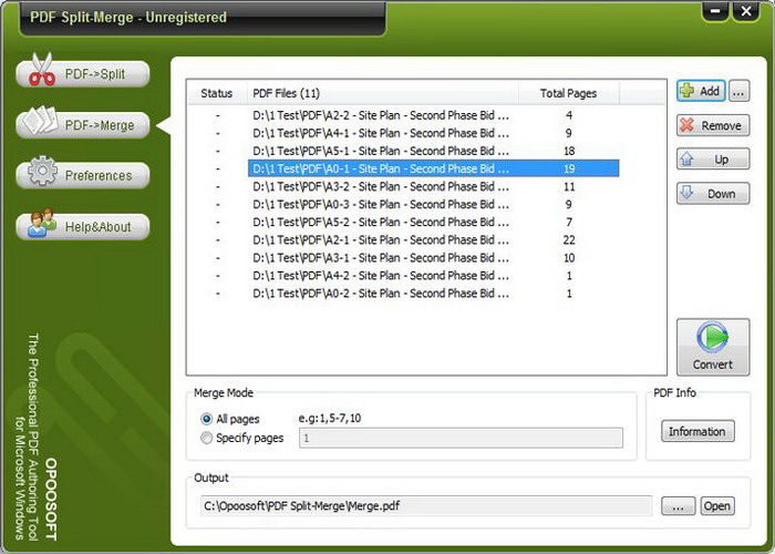 Opoosoft PDF Split-Merge ( GUI + Command Line )