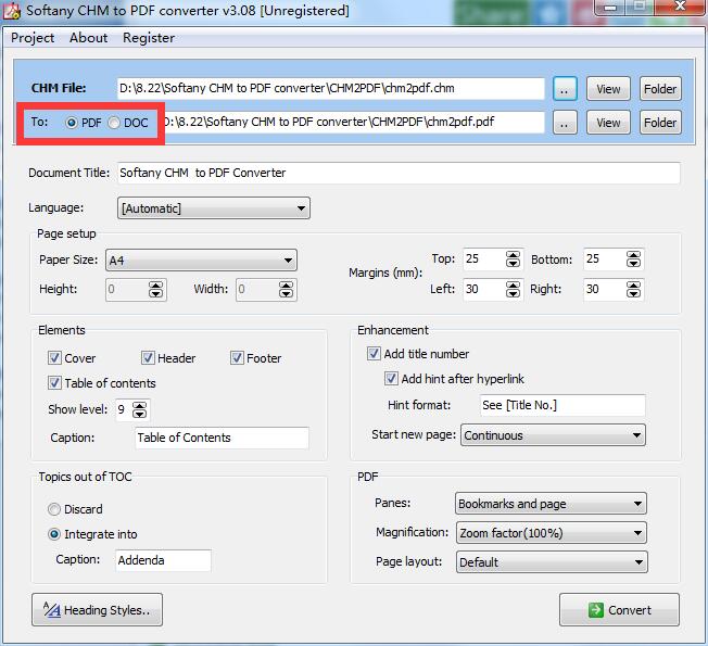 Softany CHM to PDF Converter