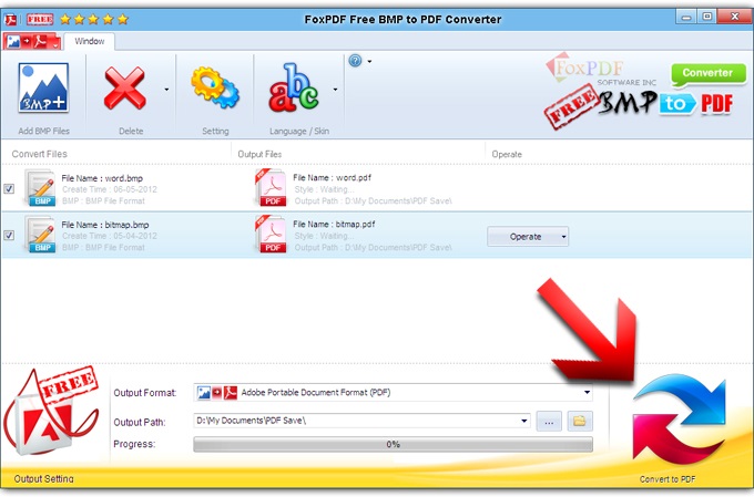 FoxPDF Free BMP to PDF Converter