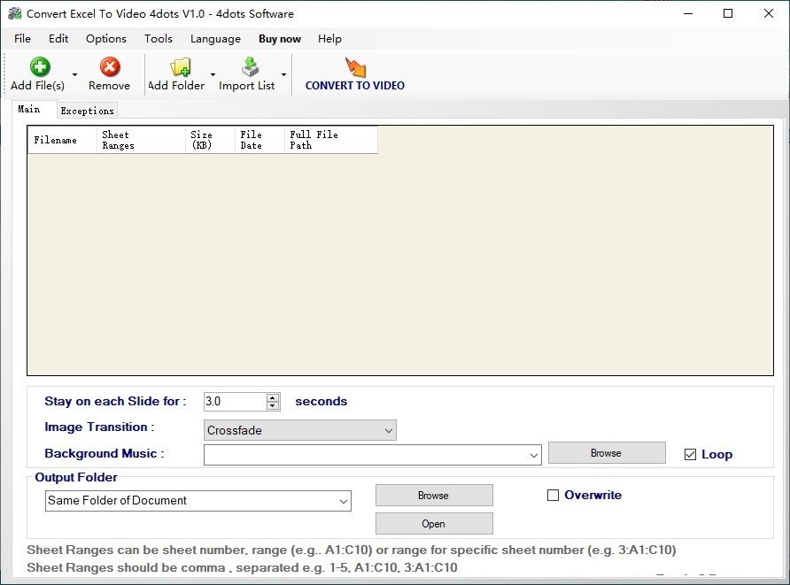 Convert Excel to Video 4dots