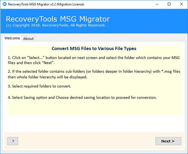 RecoveryTools MSG Migrator