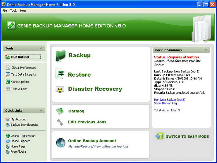 Genie Backup Manager Home Edition