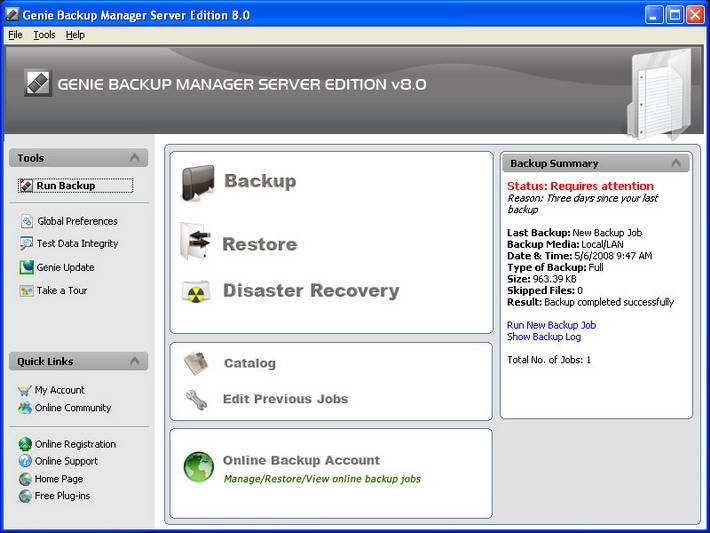 Genie Backup Manager Server