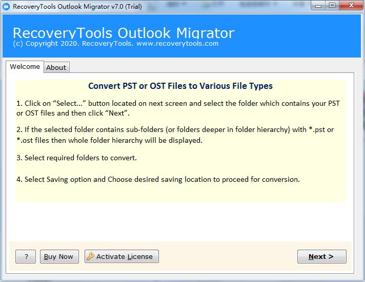 RecoveryTools Outlook Migrator