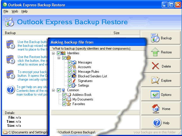 Outlook Express Backup Restore