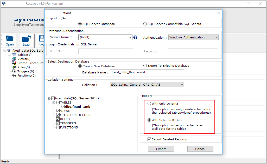 SysTools SQL Recovery