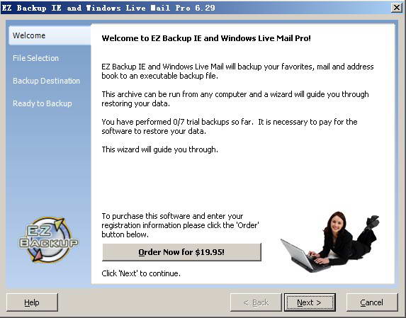 EZ Backup IE and Windows Live Mail Pro