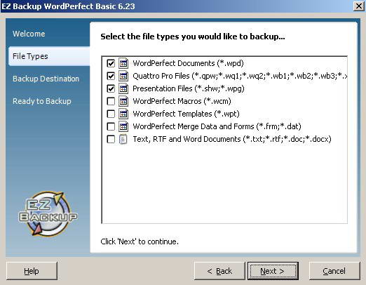 EZ Backup WordPerfect Basic