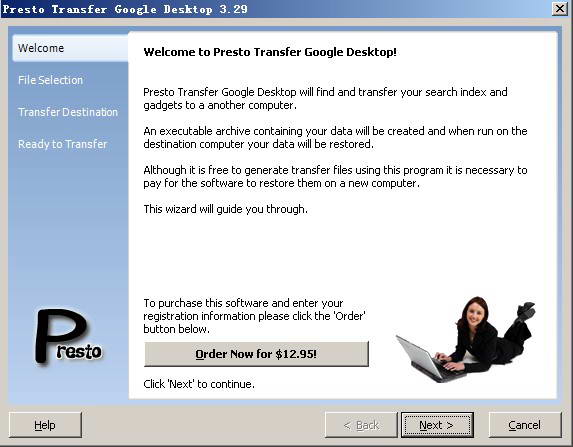 Presto Transfer Google Desktop