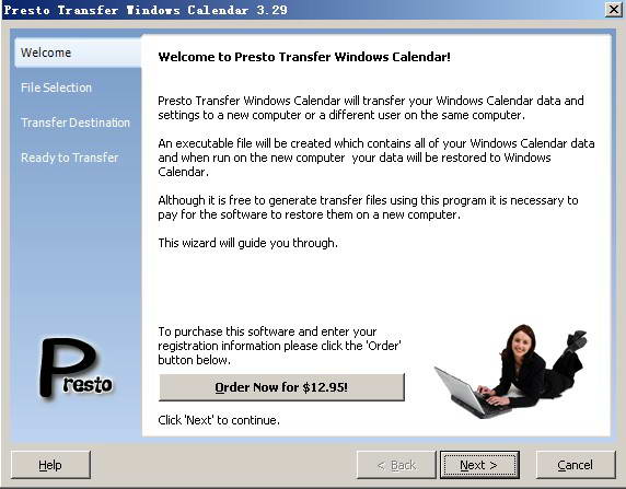 Presto Transfer Windows Calendar