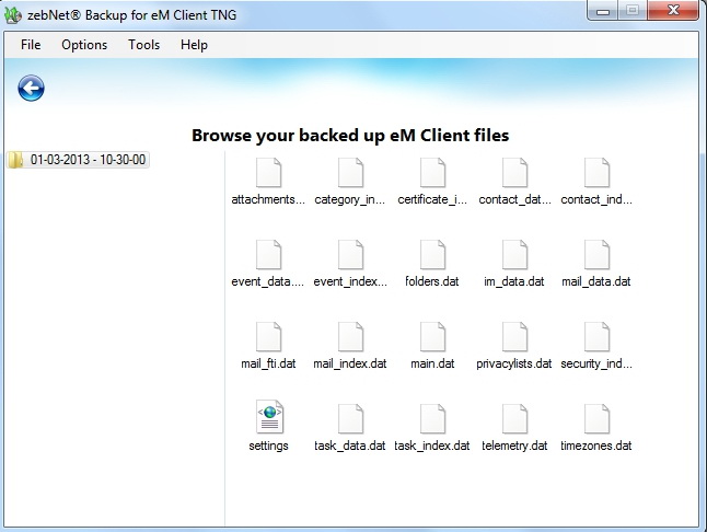 Backup for eM Client