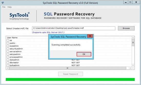 SysTools SQL Password Recovery