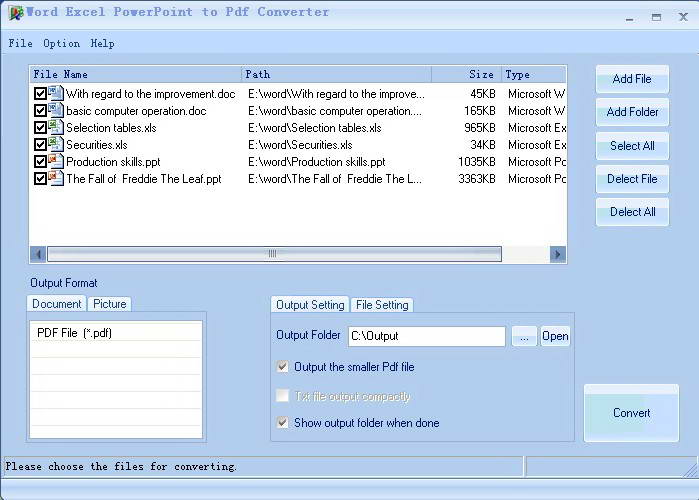 Word Excel PowerPoint to Pdf Converter