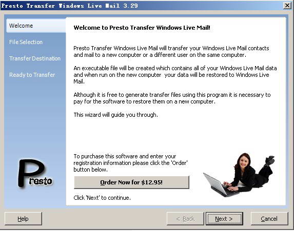 Presto Transfer Windows Live Mail