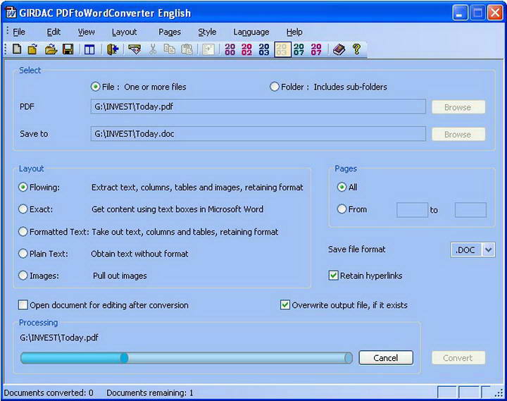 GIRDAC PDF converter