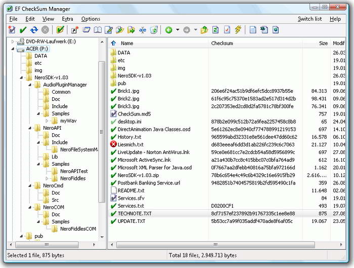 Portable EF CheckSum Manager