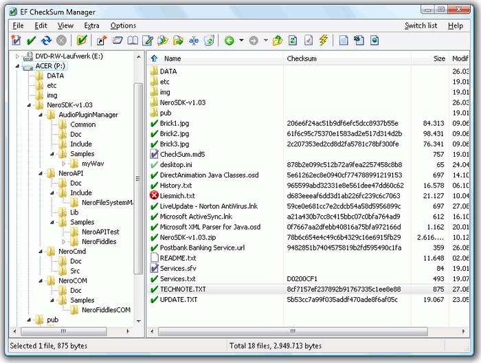 EF CheckSum Manager