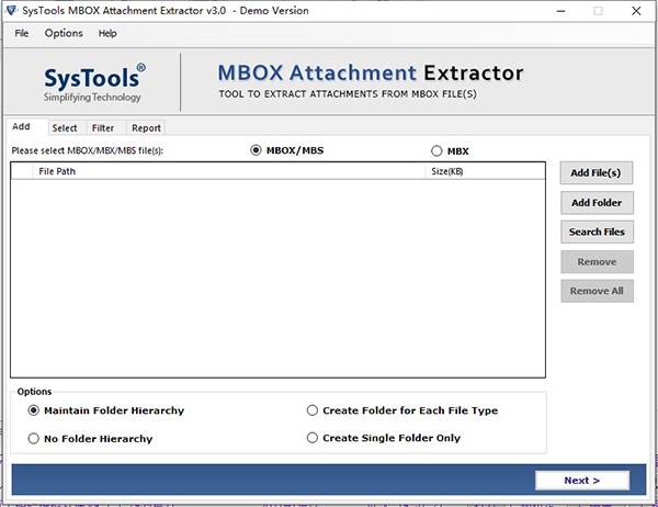 SysTools MBOX Attachment Extractor