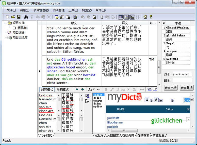 雪人计算机辅助翻译(CAT) 中文-德语版