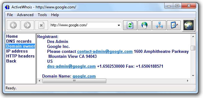 ActiveWhois Browser