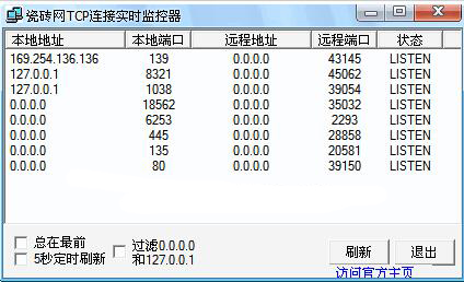 瓷砖网TCP连接实时监控器