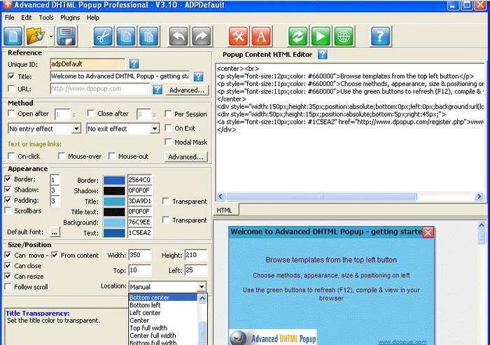 Advanced DHTML Popup Pro