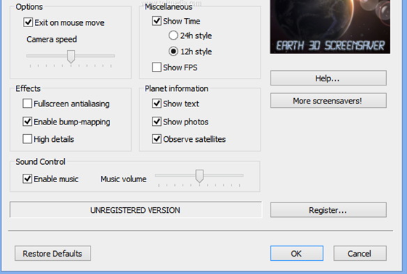 Earth 3D Space Screensaver