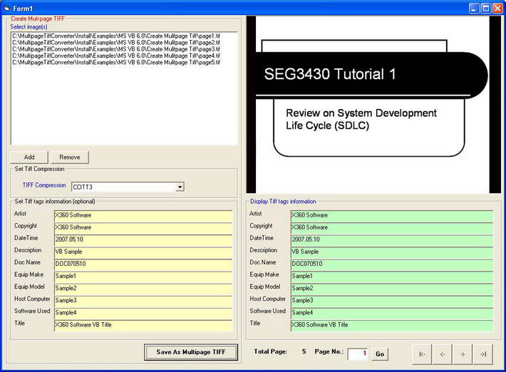 X360 Image to Multi-page Tiff Converter ActiveX Control