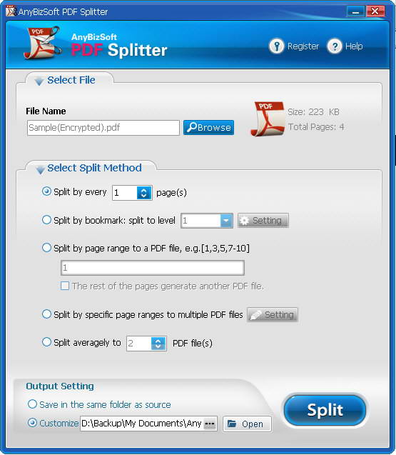 AnybizSoft PDF Splitter