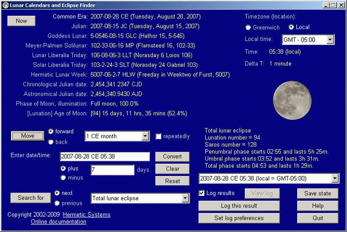 Lunar Calendars and Eclipse Finder