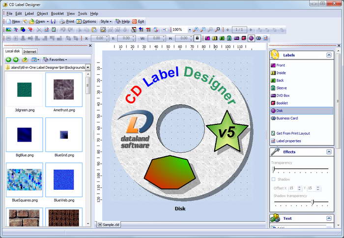 Dataland CD Label Designer