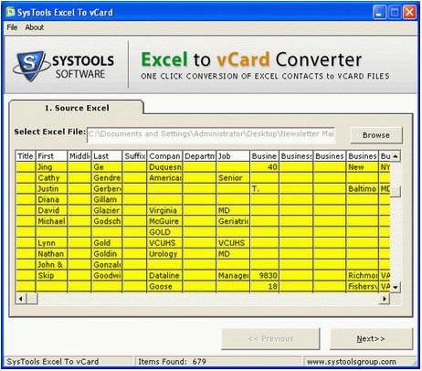 SysTools Excel to vCard Converter