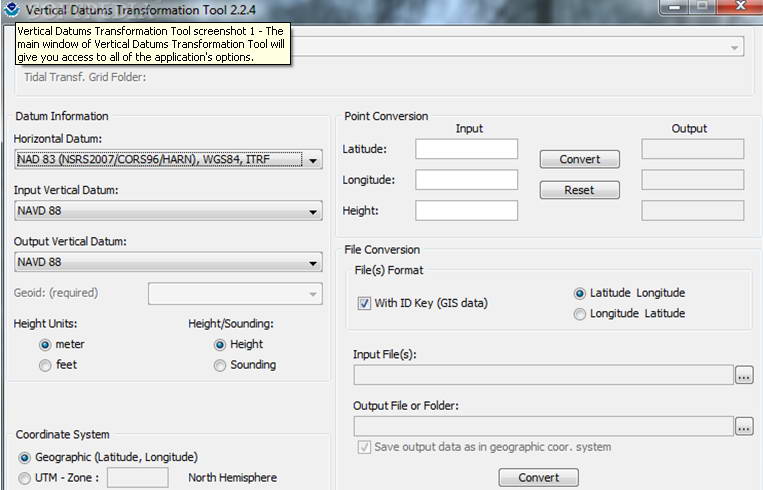 Vertical Datums Transformation Tool