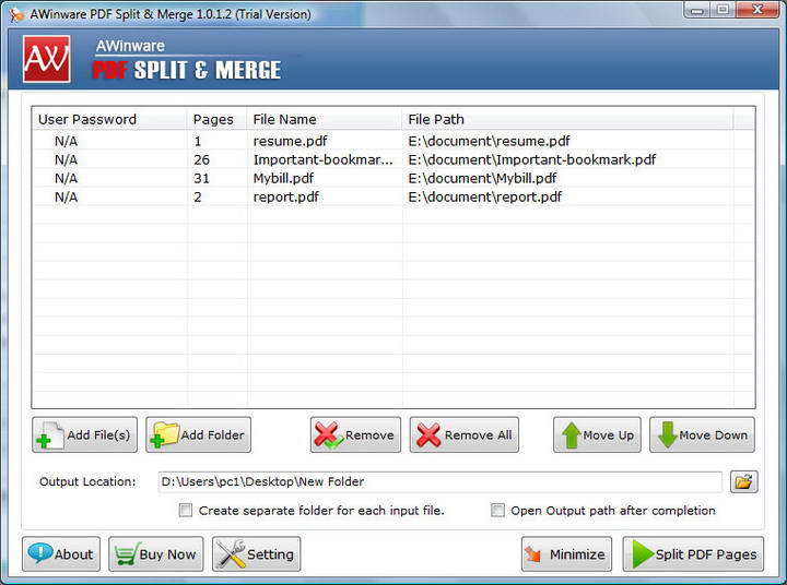 AWinware PDF Split & Merge