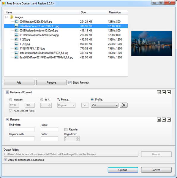 dvdvideosoft Free Image Convert and Resize