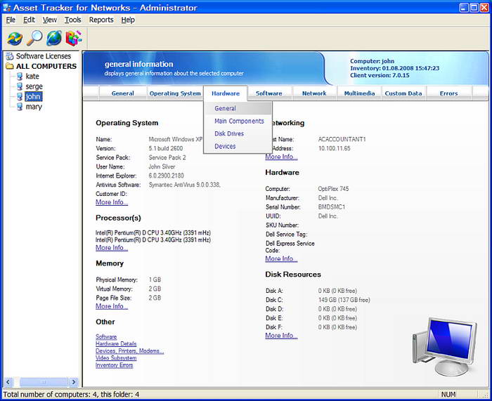 Asset Tracker For Networks